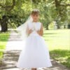 WHITE ORGANZA PIN-TUCK COMMUNION DRESS